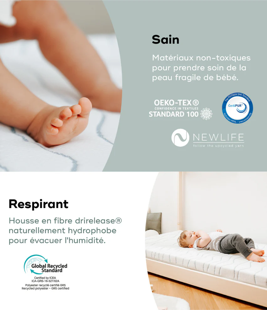 Matelas Bébé Mousse Anti Tête Plate - COSY'LITE Imparfait - Image 10