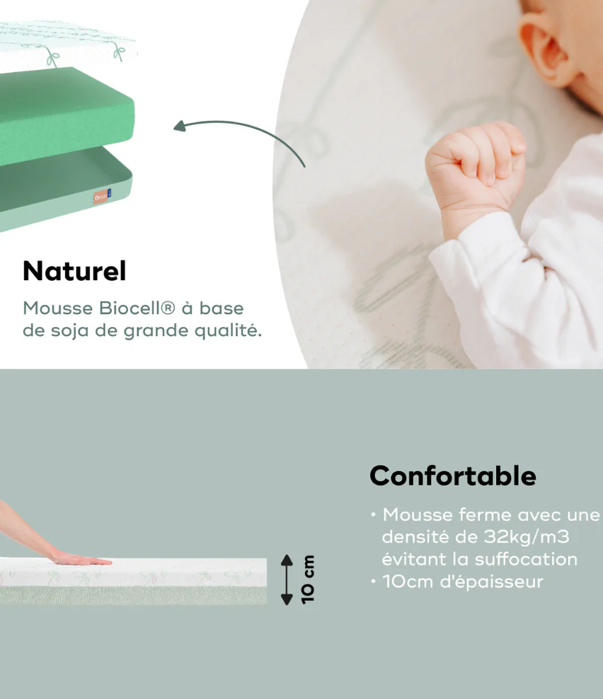 Matelas Bébé Protection Antibactérienne Naturelle - COSY'LITE Imparfait - Image 10